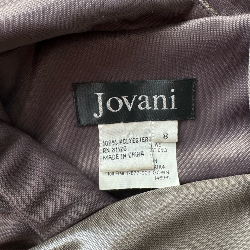 Jovani Silver Metallic Rhinestone Detail Laminated Jersey Cocktail Dress -Size 8 - Picture 9 of 10